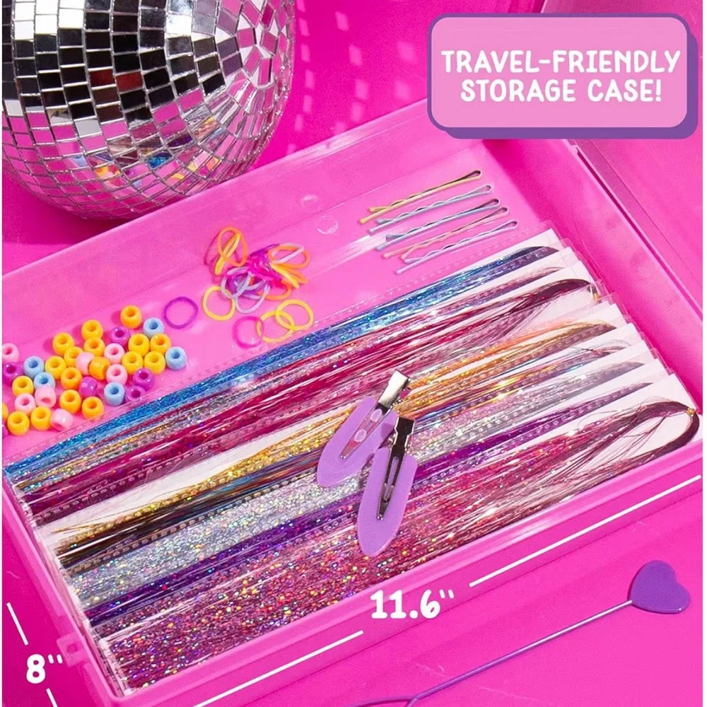 GEN ME Hair Tinsel Studio Kit Sparkly Extensions Beads Glitter Girls NWT
